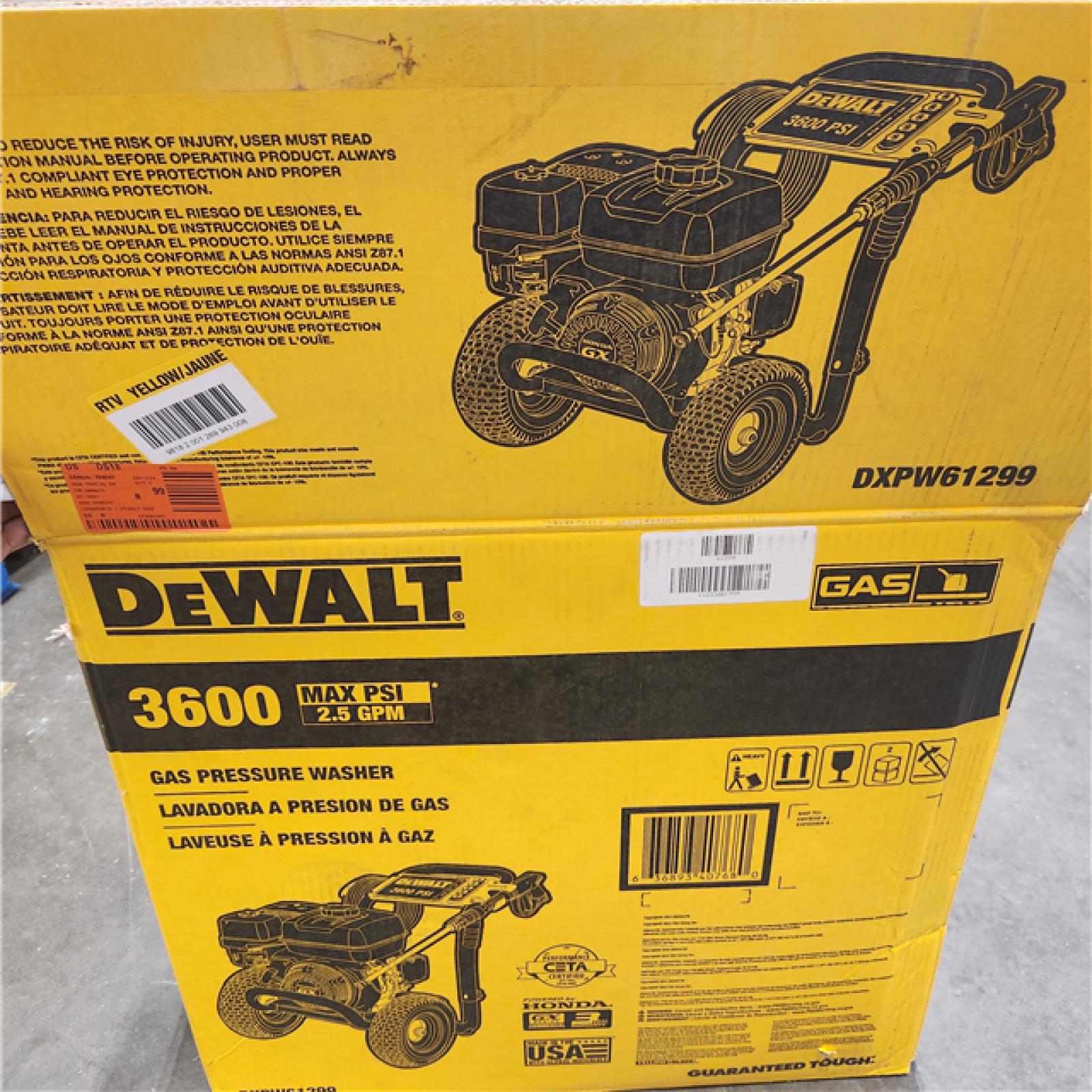 Dallas Location - As-Is DeWalt DXPW61299 3600 PSI 2.5 GPM Gas Pressure Washer- Appears Like New Condition