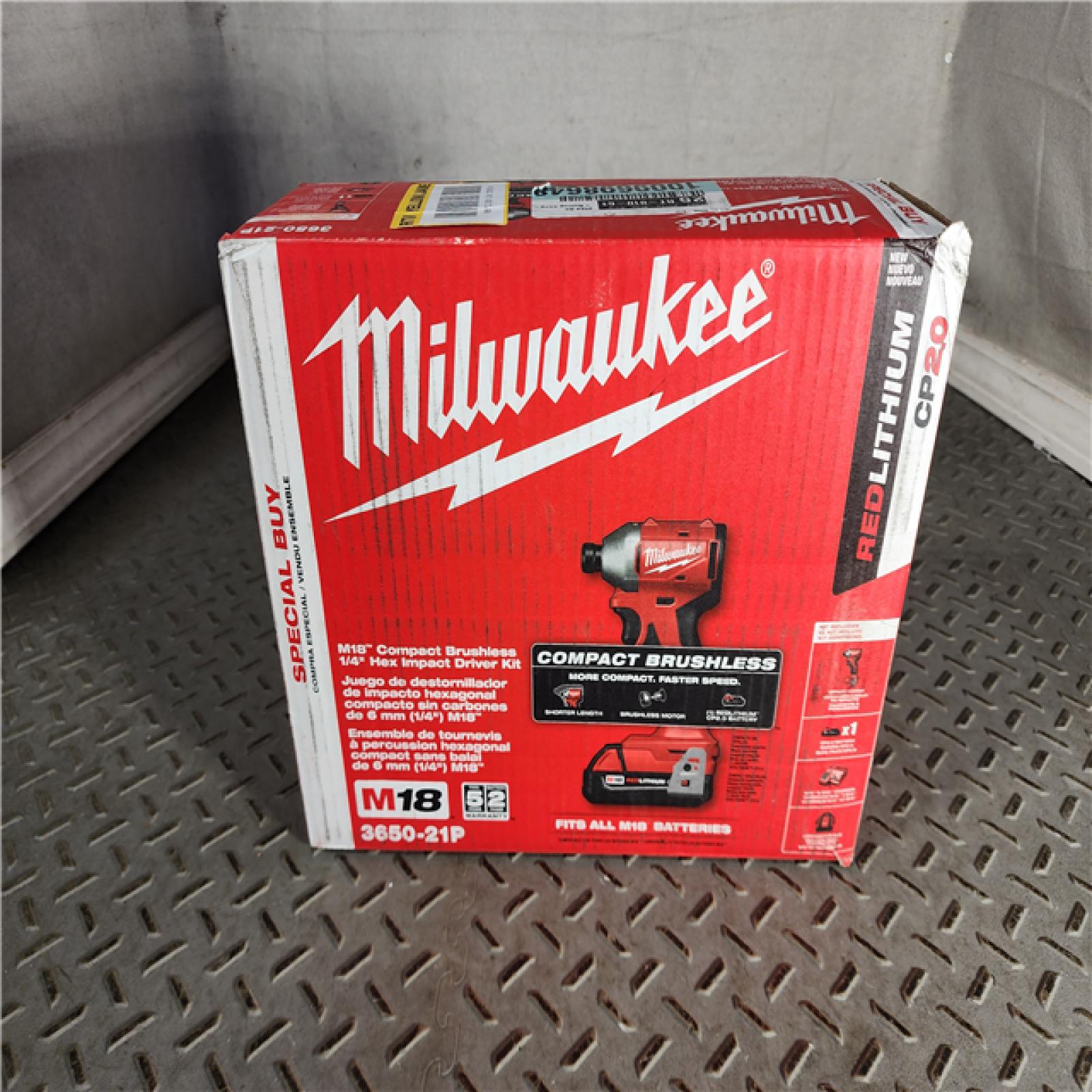 HOUSTON LOCATION - AS-IS (APPEARS LIKE NEW) Milwaukee M18 Compact Brushless 1/4  Hex Impact Driver Kit