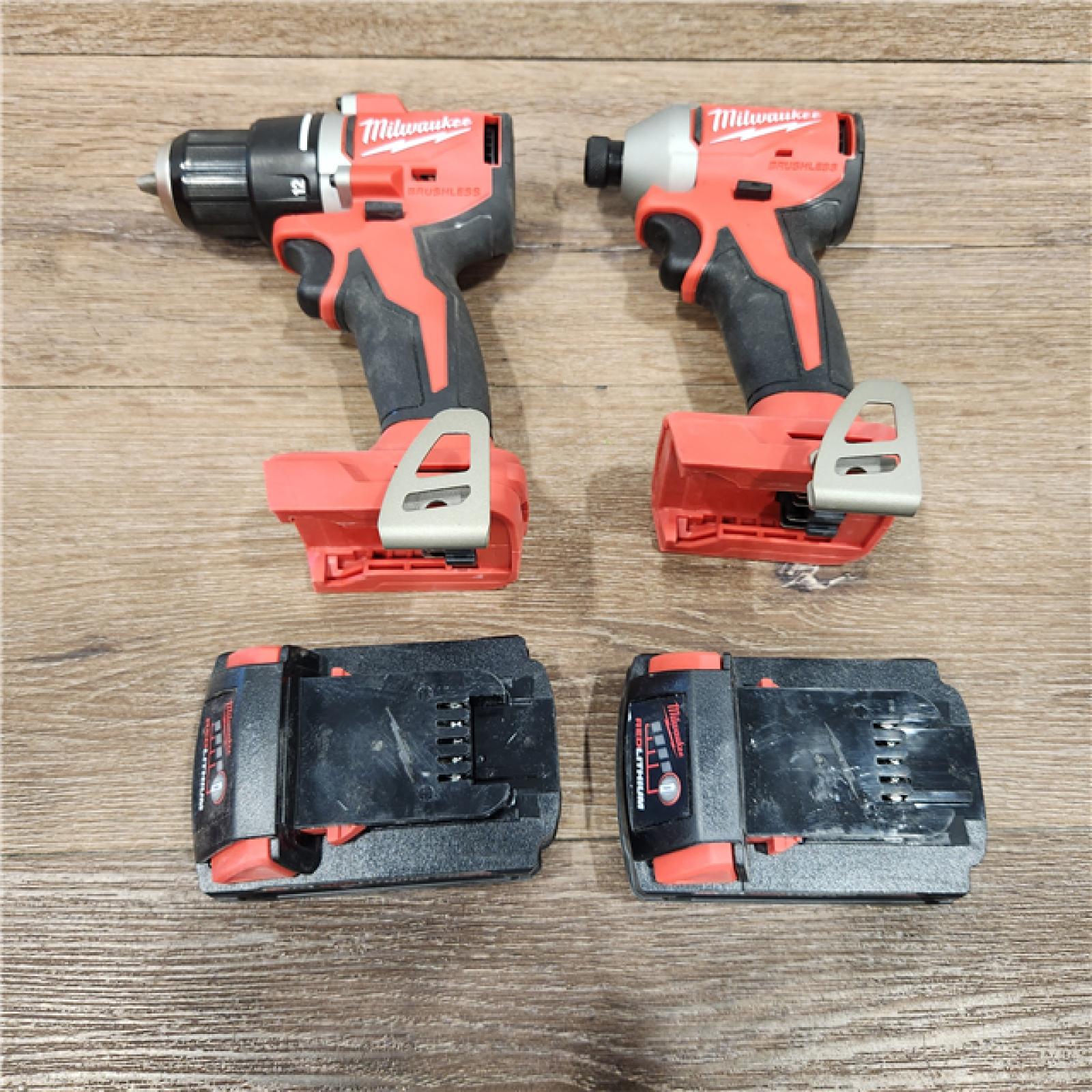 AS-IS M18 18V Lithium-Ion Brushless Cordless Compact Drill/Impact Combo Kit (2-Tool) W/(2) 2.0 Ah Batteries, Charger & Bag