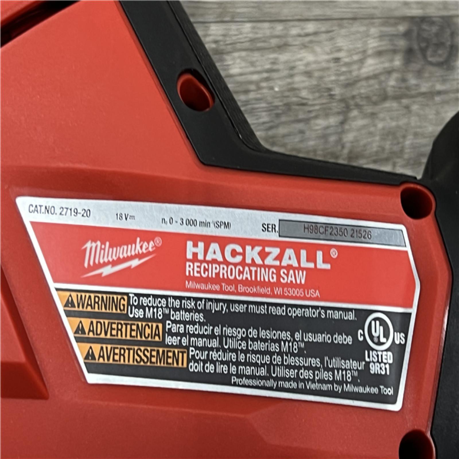 AS-IS MILWAUKEE M18 FUEL 18V Lithium-Ion Brushless Cordless HACKZALL Reciprocating Saw (Tool-Only)