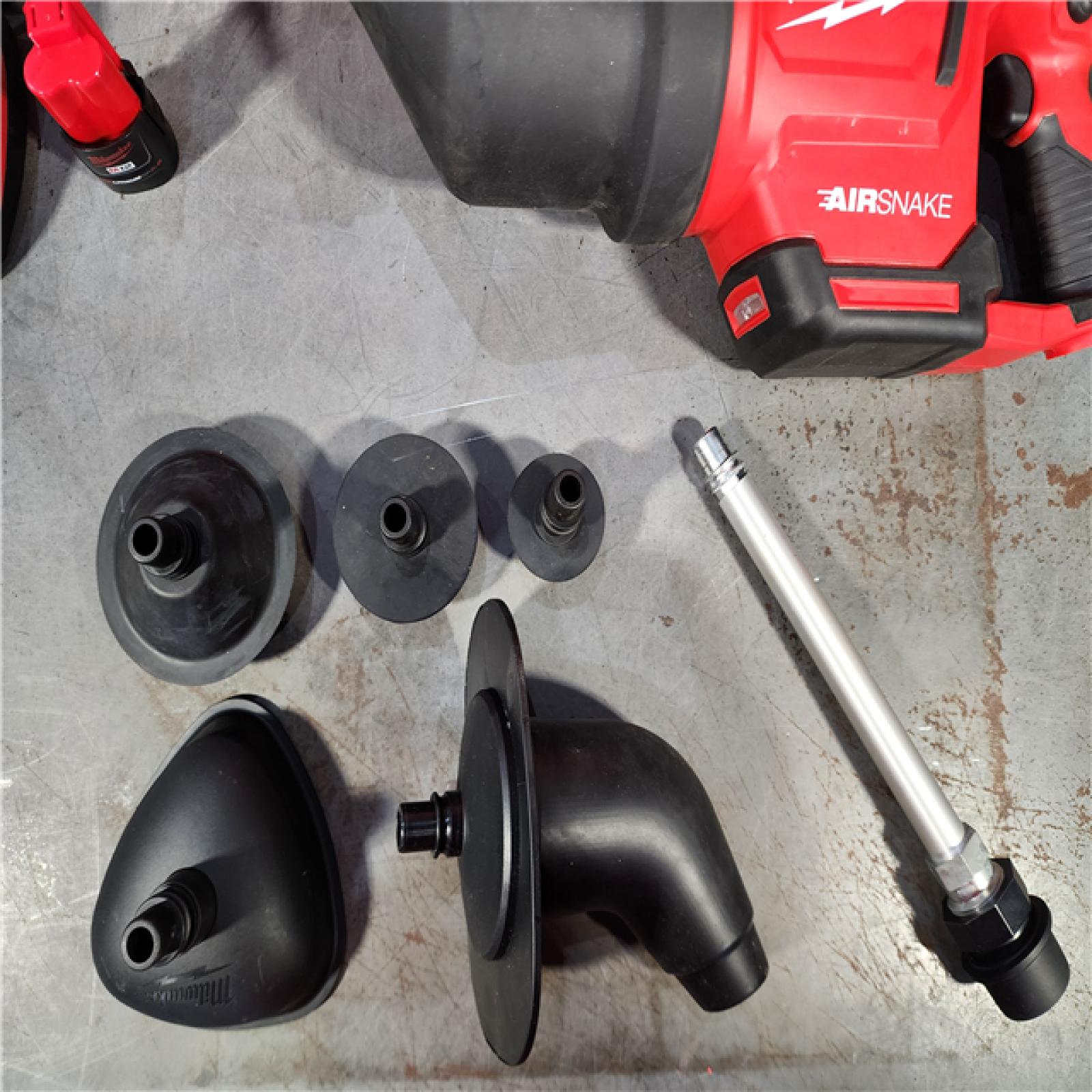 HOUSTON LOCATION - AS-IS M12 12-Volt Lithium-Ion Cordless Drain Cleaning Airsnake Air Gun Kit with (1) 2.0Ah Battery, Toilet Attachments