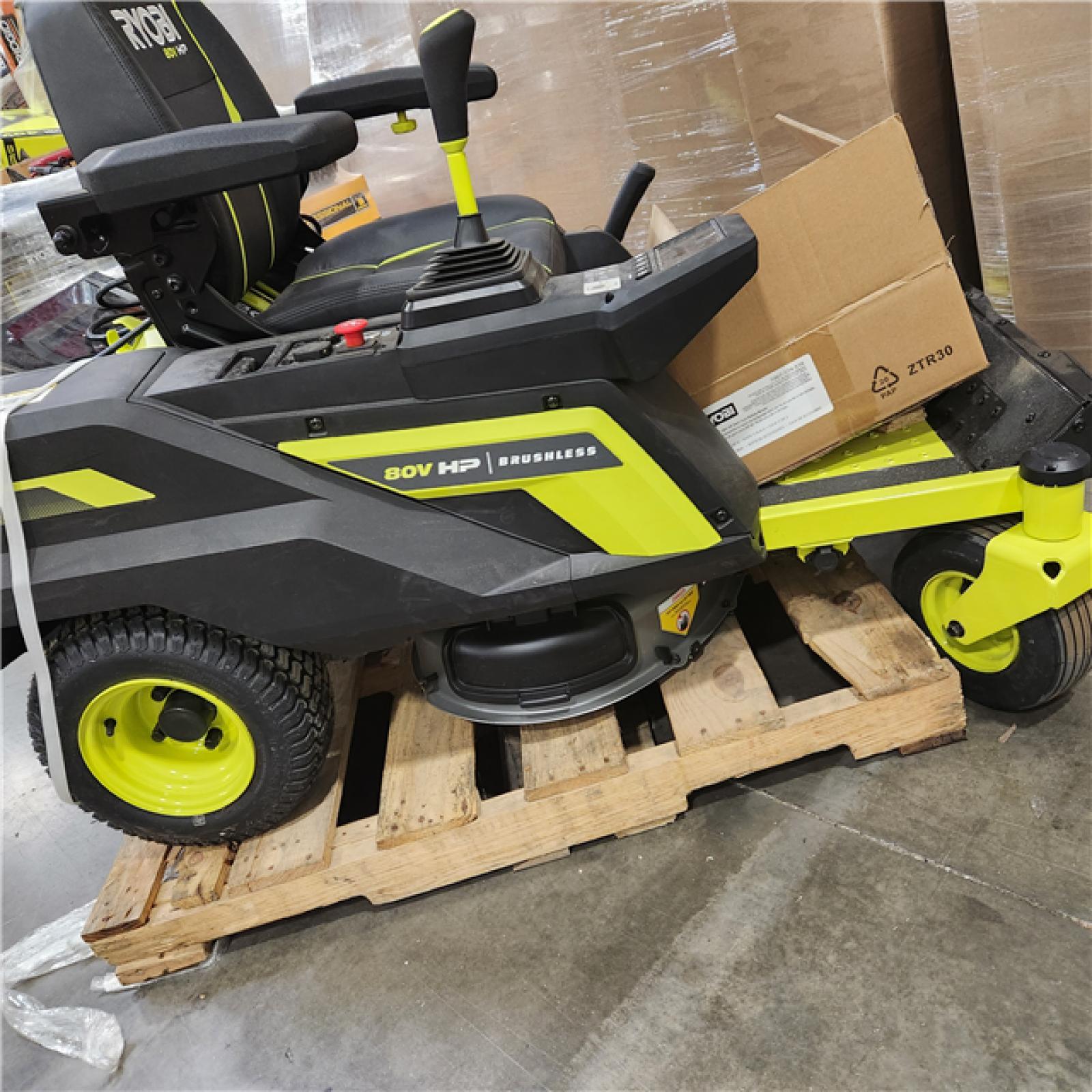 Dallas Location - As-Is RYOBI 80V HP Brushless 30 in. Battery Riding Mower with (2) 80V 10 Ah Batteries and Charger