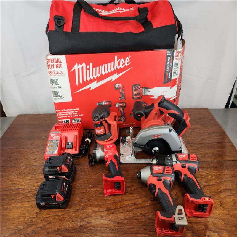 AS IS Milwaukee M18 18V Lithium Ion Cordless 5 Tool Combo Kit