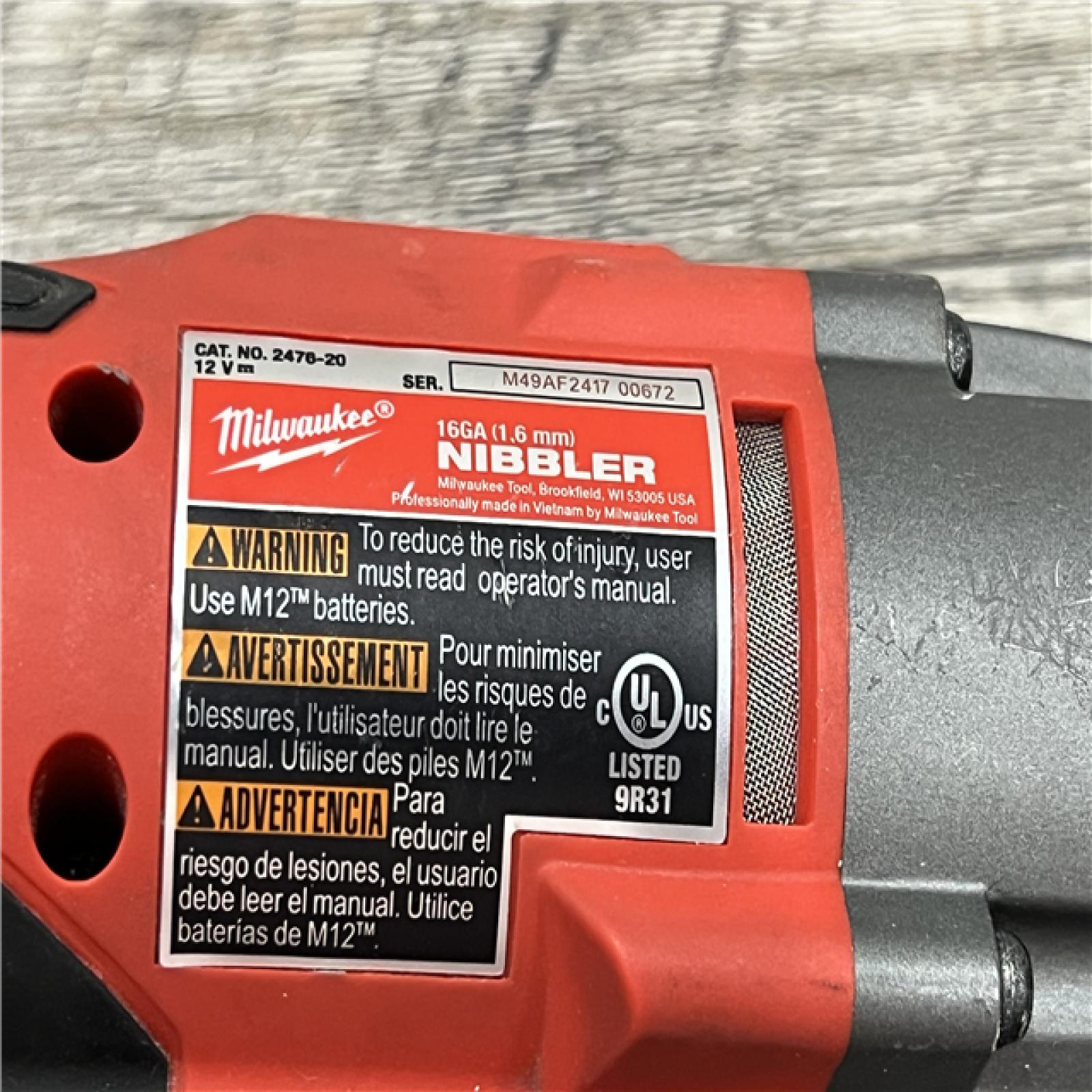 AS-IS Milwaukee M12 FUEL Brushless Cordless 16 Gauge Variable Speed Nibbler (Tool Only)