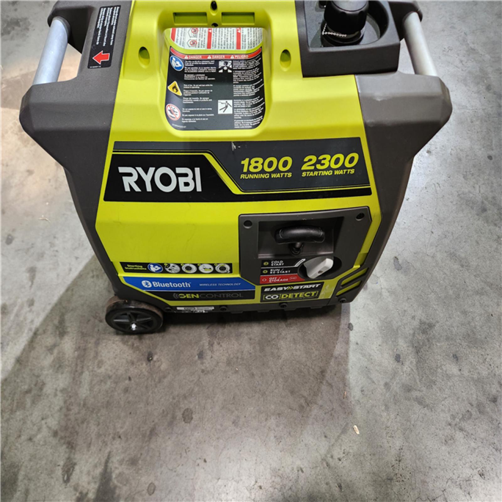 California AS-IS Ryobi 2 300-Watt Recoil Start Bluetooth Super Quiet Gasoline Powered Digital Inverter Generator with CO Shutdown Sensor