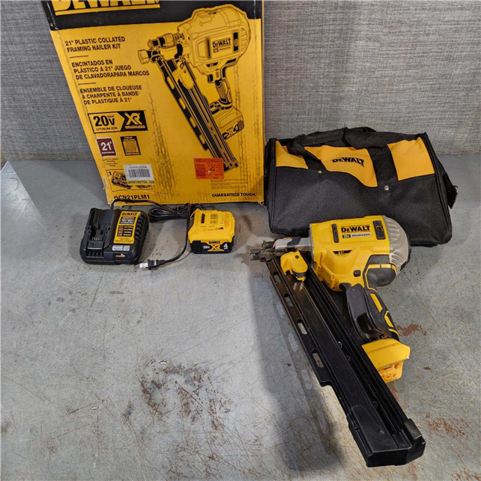 HOUSTON LOCATION - AS-IS DeWalt 20V MAX Collated Cordless Framing Nailer Tool Kit with Rafter Hook