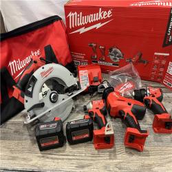 AS-IS MILWAUKEE M18 18-Volt Lithium-Ion Brushless Cordless Combo Kit (4-Tool) with 2-Batteries, 1-Charger and Tool Bag