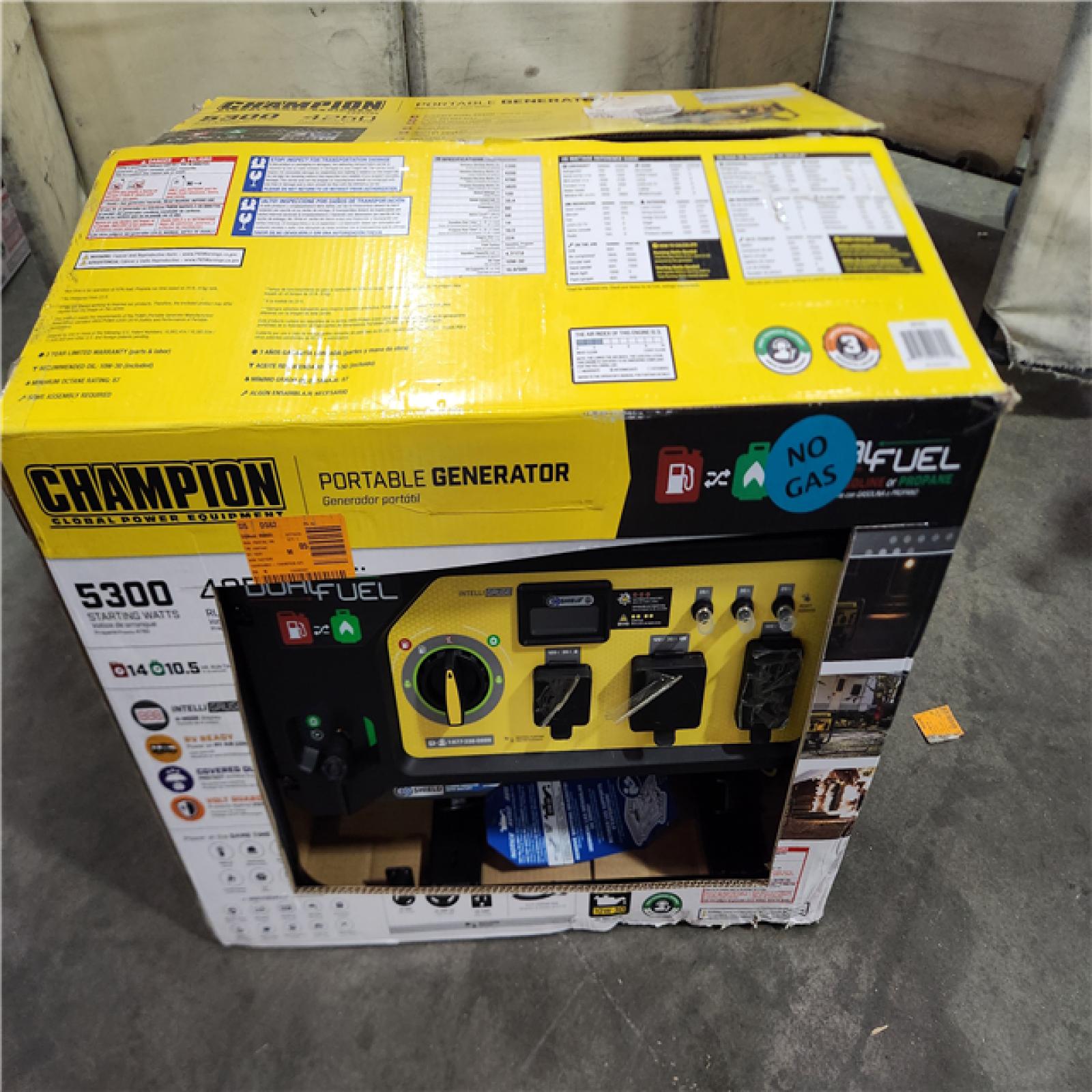 California AS-IS Champion Power Equipment 4250-Watt Recoil Start Duel Fuel Generator