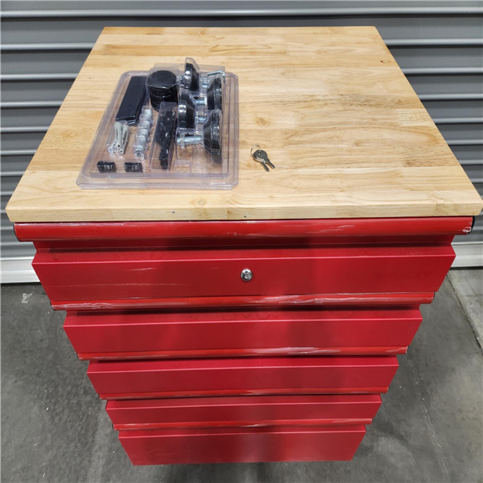 AS-IS Husky Heavy Duty Welded 18-Gauge Steel 5-Drawer Garage Base Cabinet - (Red)