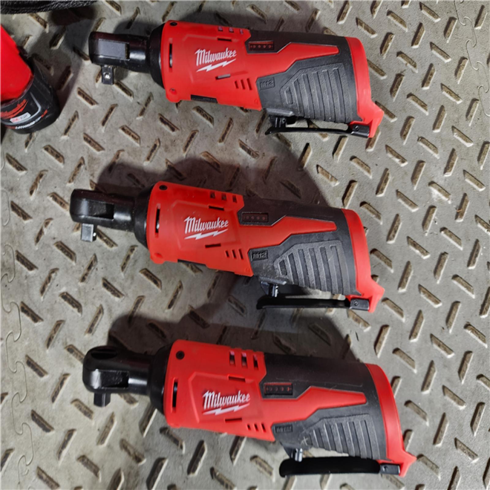 HOUSTON LOCATION - AS-IS (QTY - 3) Milwaukee 2457-20 M12 3/8  Ratchet (Bare Tool KIT battery & charge)