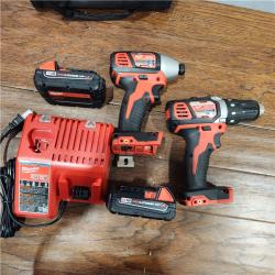 AS-IS Milwaukee M18 18V Cordless Brushed 2 Tool Drill/Driver and Impact Driver Kit