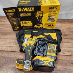 AS-IS ATOMIC 20V MAX Lithium-Ion Cordless 1/4 in. Brushless Impact Driver Kit, 5 Ah Battery, Charger, and Bag