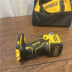 AS-ISDEWALT ATOMIC 20V MAX Lithium-Ion Cordless 1/4 in. Brushless Impact Driver Kit, 5 Ah Battery, Charger, and Bag