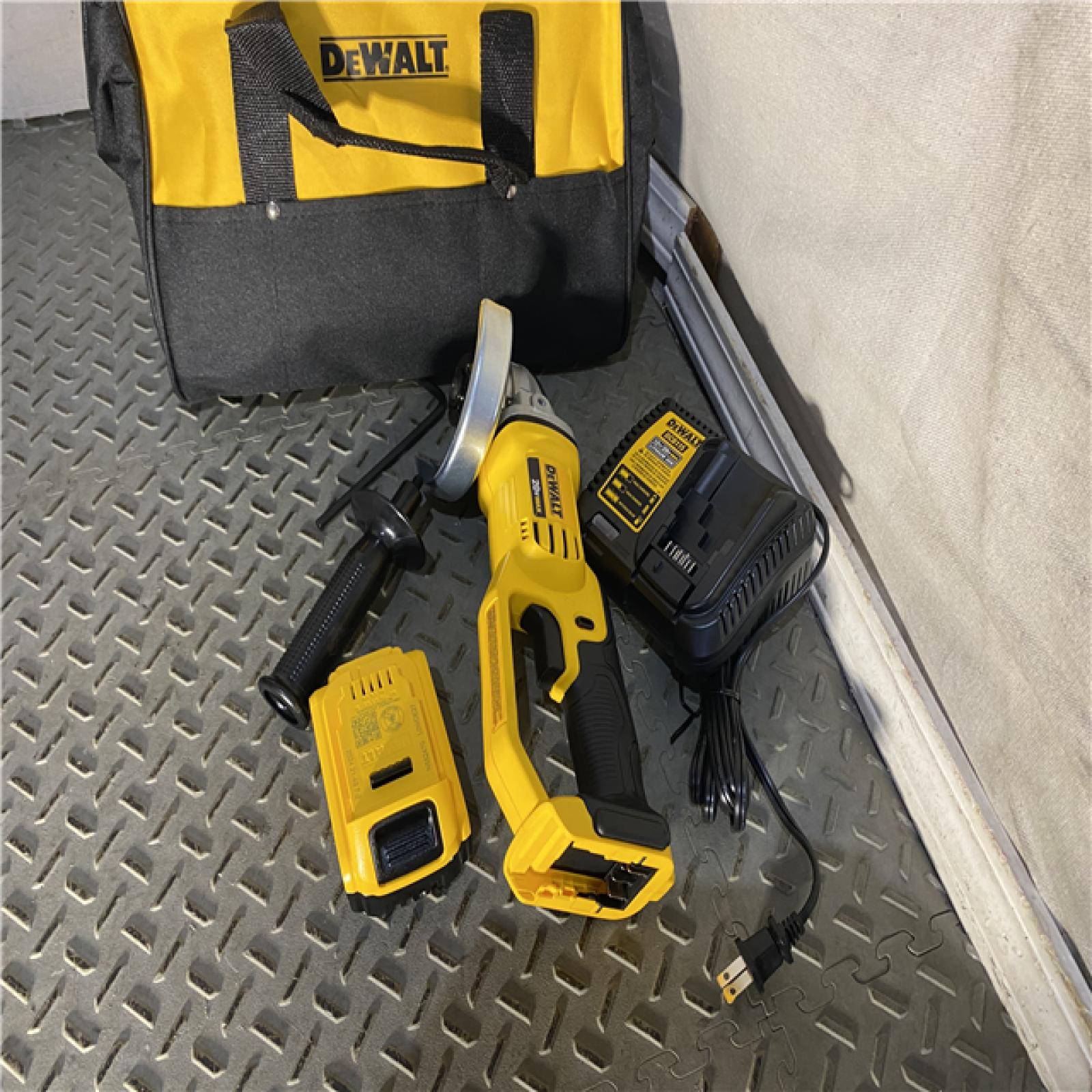 Houston location AS-IS DEWALT 20V MAX Cordless 4.5 in. - 5 in. Grinder, (1) 20V 5.0Ah Battery, and Charger