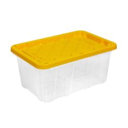 Phoenix Location HDX 17 Gal. Tough Storage Tote in Clear with Yellow Lid (42 Count)