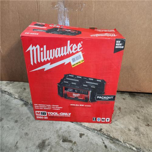 HOUSTON LOCATION - AS-IS (APPEARS LIKE NEW) Milwaukee 2950-20 18V M18 PACKOUT Lithium-Ion Cordless Radio + Charger (Tool Only)