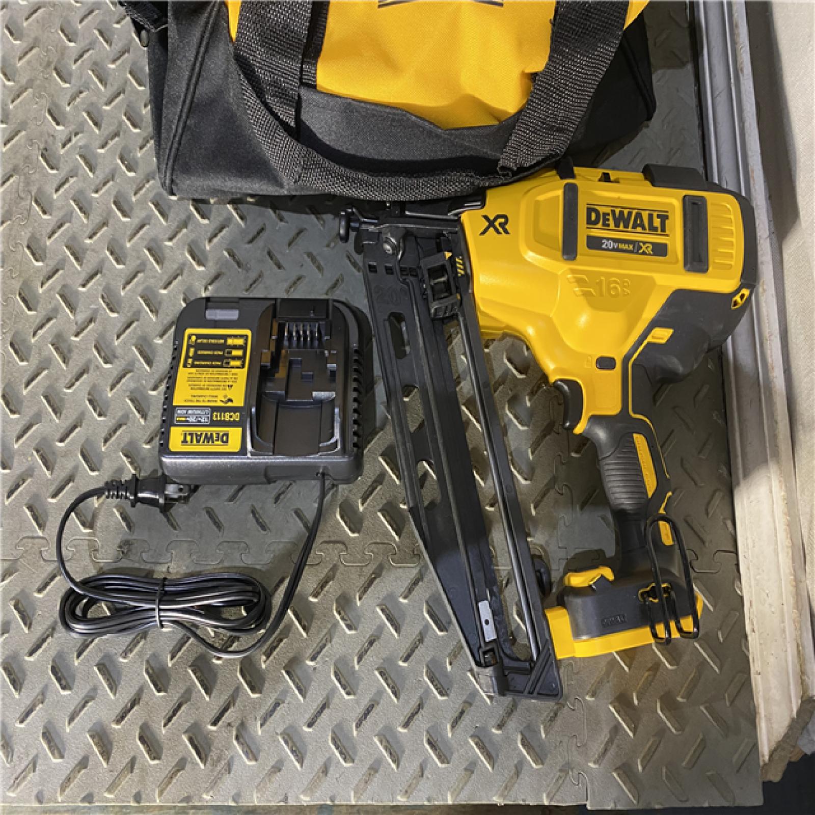 Houston location AS-IS DeWalt DCN660D1 20V 16 Gauge Cordless Angled Finish Nailer Kit W/ 2Ah Battery