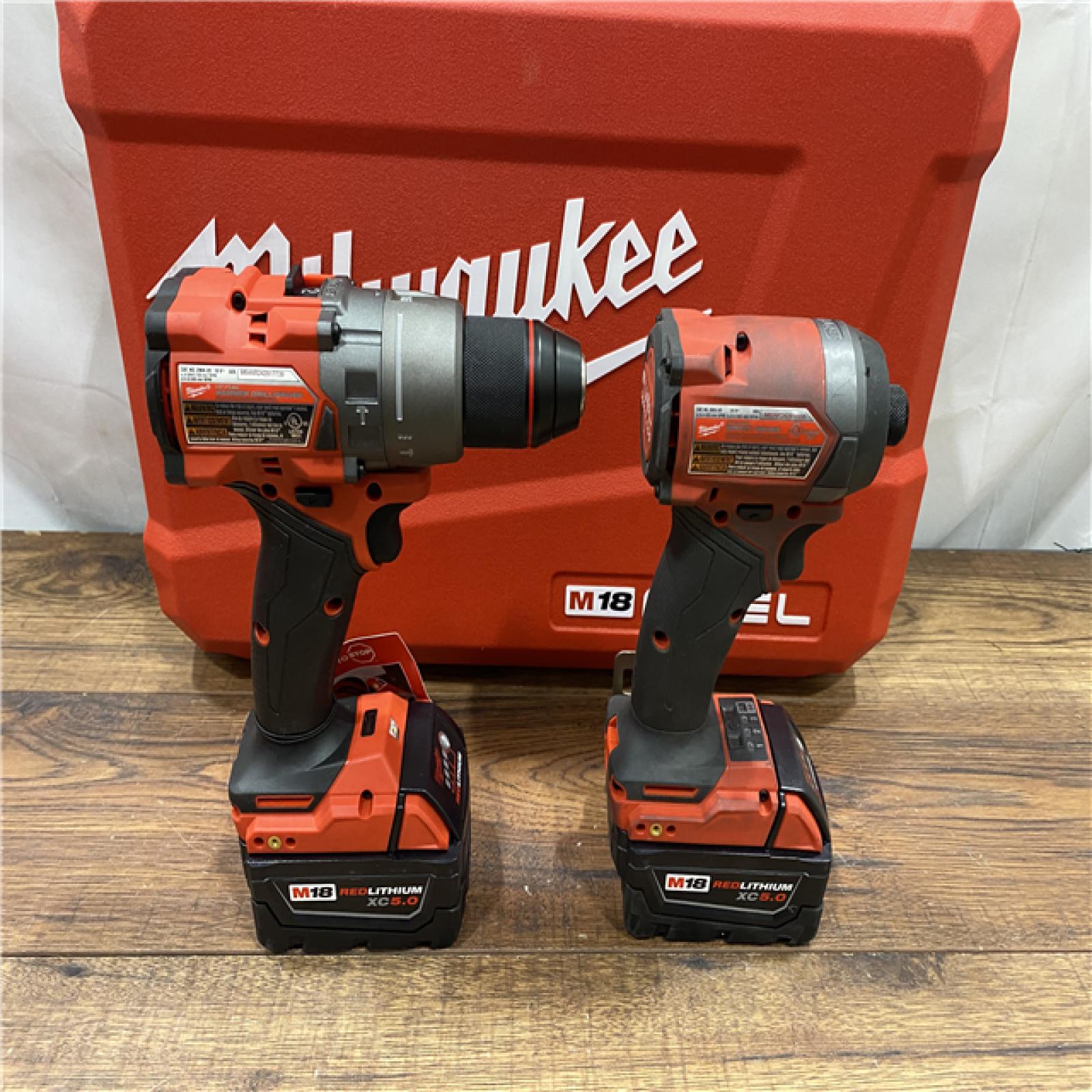 AS IS Milwaukee M18 FUEL 18V Lithium-Ion Brushless Cordless Hammer Drill and Impact Driver Combo Kit (2-Tool) with 2 Batteries