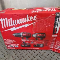 Houston location AS-IS MILWUAKEE M18 18V Lithium-Ion Cordless Drill Driver/Impact Driver Combo Kit (2-Tool) W/ Two 1.5Ah Batteries, Charger Tool Bag