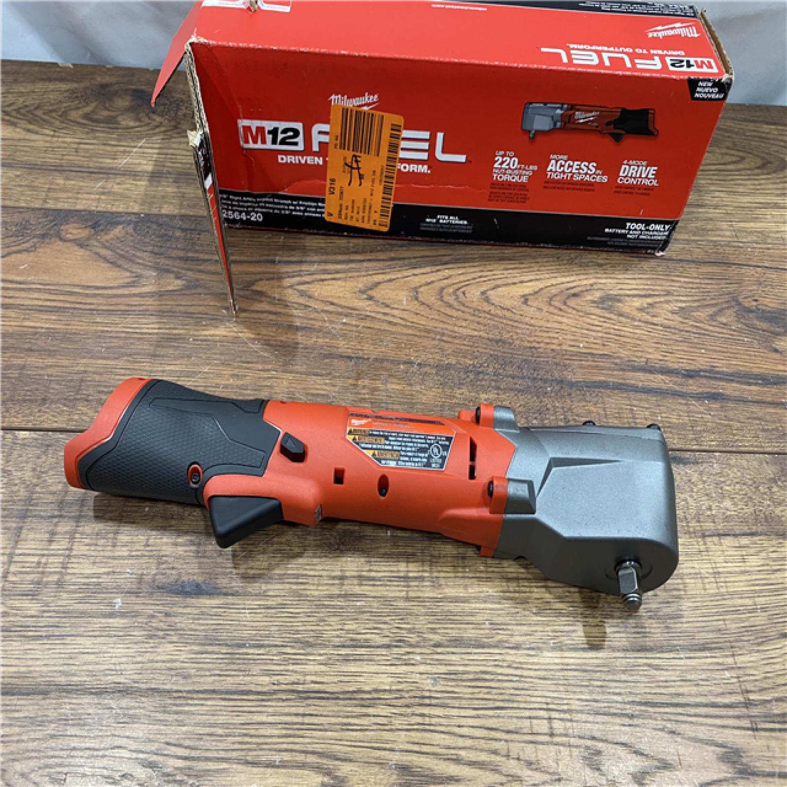 AS IS Milwaukee 2564-20 M12 FUEL 12-Volt Lithium-Ion Brushless Cordless 3/8 in. Right Angle Impact Wrench