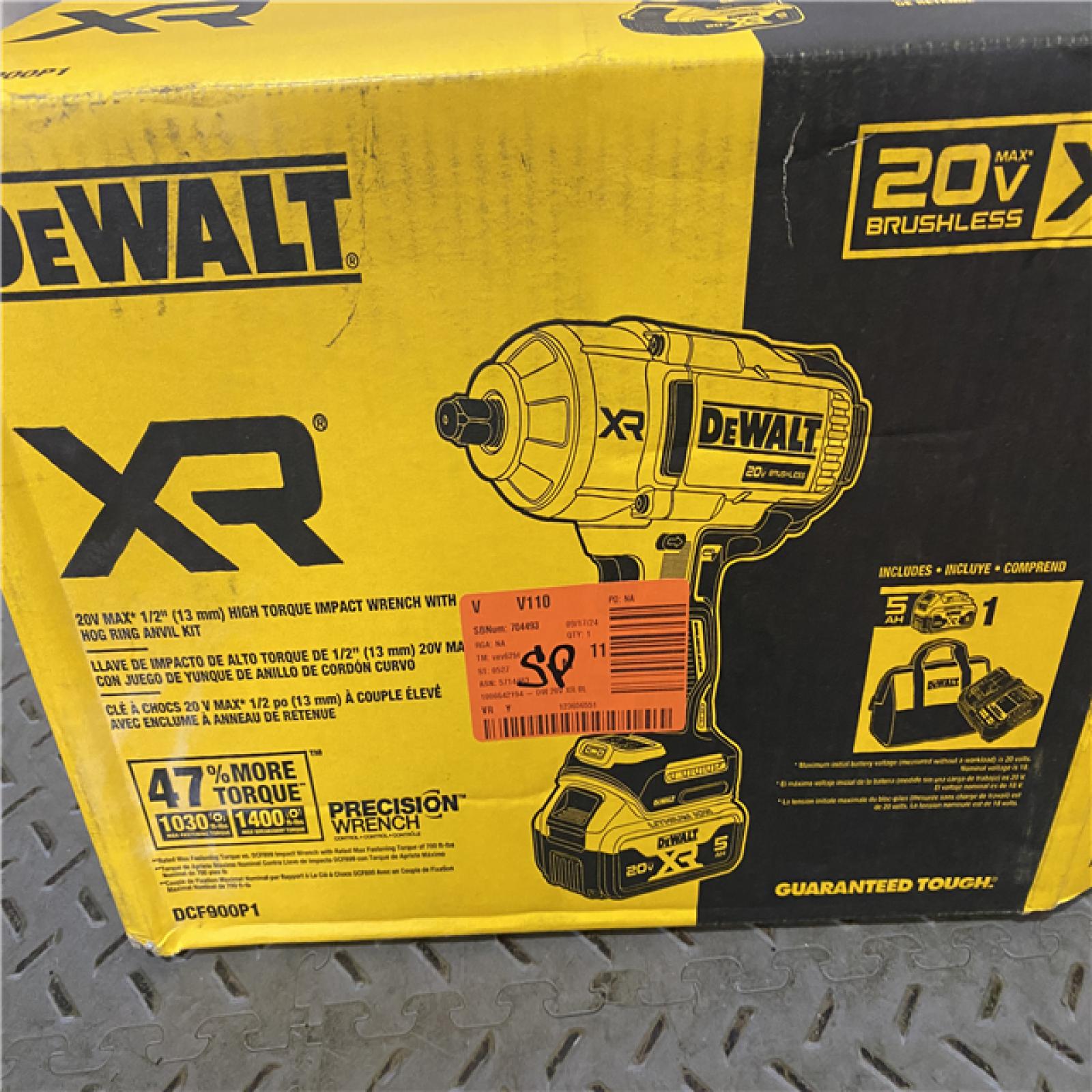 Houston location AS-IS DEWALT 20V MAX* XR 1/2  High Torque Impact Wrench with Hog Ring Anvil