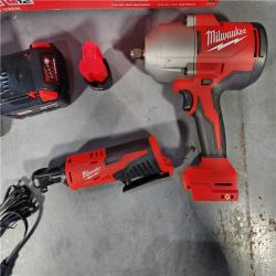 HOUSTON LOCATION - AS-IS M12/M18 12/18V Lithium-Ion Cordless 3/8 in. Ratchet and 1/2 in. High Torque Impact Wrench with Friction Ring Combo Kit (NO TOOL BAG)