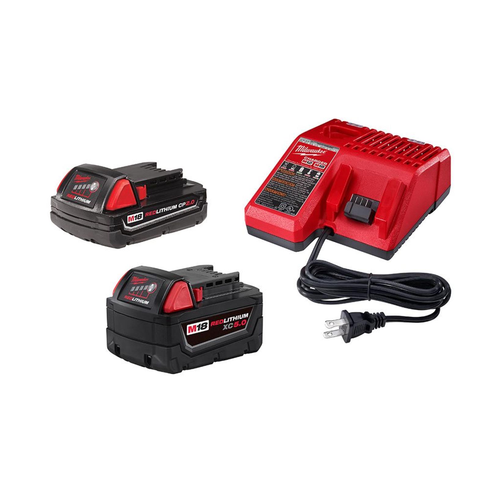 NEW! - Milwaukee Tool M18 18V Lithium-Ion Starter Kit with 5.0 Ah and 2.0 Ah Battery and Charger