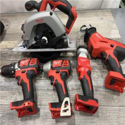 AS-IS Milwaukee M18 18-Volt Lithium-Ion Cordless Combo Tool Kit (5-Tool) with (1) 3.0Ah and (1) 1.5Ah Battery, (1) Charger, (1) Tool Bag