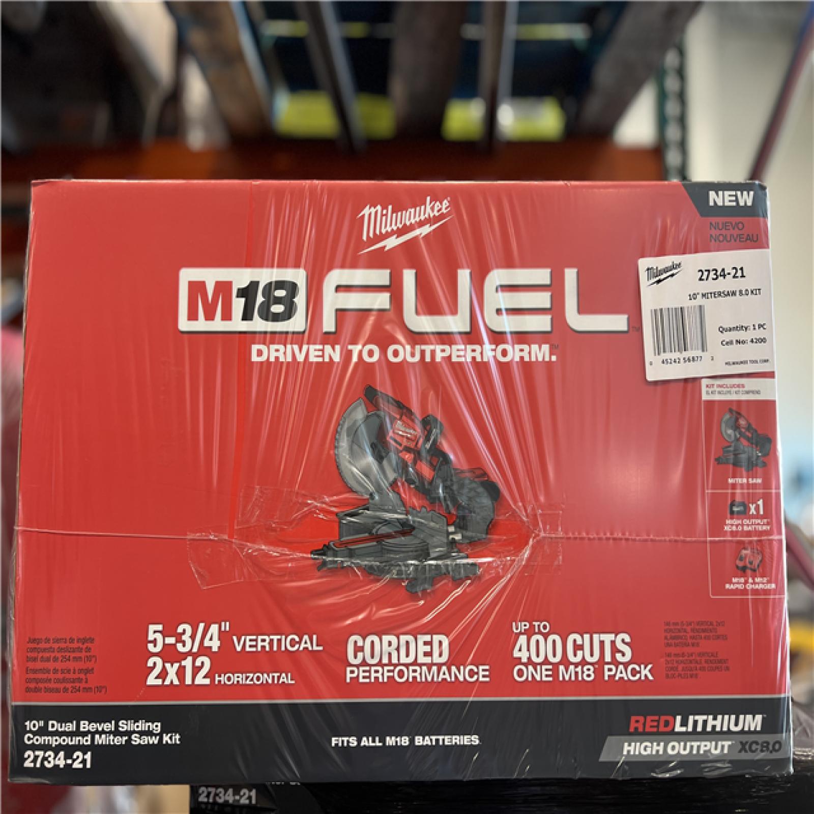 NEW! - Milwaukee M18 FUEL 18V 10 in. Lithium-Ion Brushless Cordless Dual Bevel Sliding Compound Miter Saw Kit with One 8.0 Ah Battery