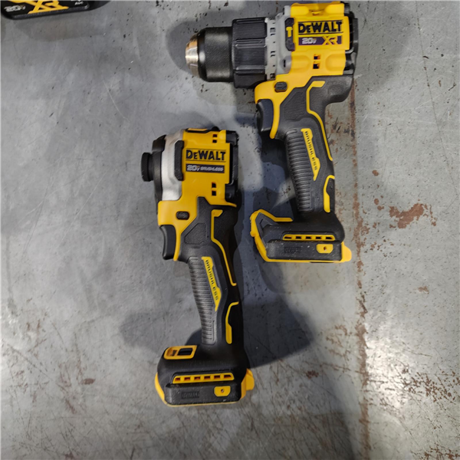 HOUSTON LOCATION - AS-IS DEWALT 20V MAX XR Hammer Drill and ATOMIC Impact Driver 2 Tool Cordless Combo Kit with (2) 4.0Ah Batteries, Charger, and Bag