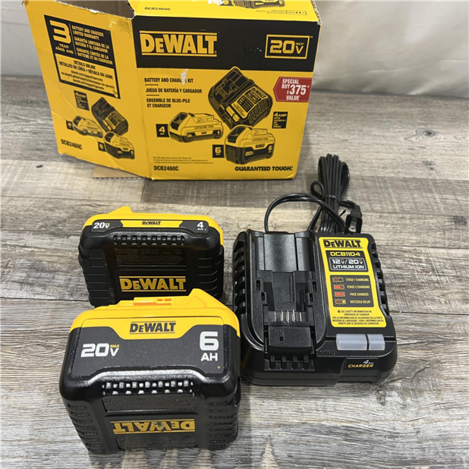 AS-IS DEWALT 20V MAX Lithium-Ion 6.0Ah and 4.0Ah Battery and Charger Starter Kit