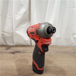 AS-IS M12 FUEL SURGE 12V Lithium-Ion Brushless Cordless 1/4 in. Hex Impact Driver Compact Kit W/Two 2.0Ah Batteries, Bag