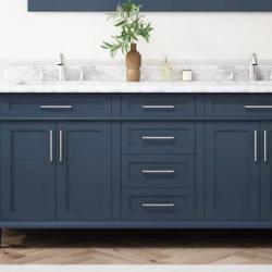 DALLAS LOCATION - NEW! Sonoma 72 in. Double Sink Midnight Blue Bath Vanity with Carrara Marble Top (Assembled)