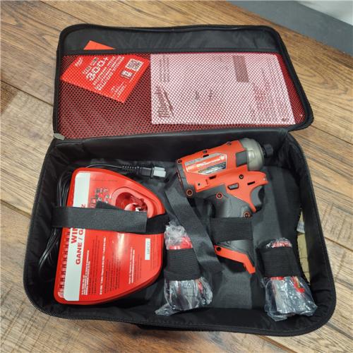 AS-IS M12 FUEL SURGE 12V Lithium-Ion Brushless Cordless 1/4 in. Hex Impact Driver Compact Kit W/Two 2.0Ah Batteries, Bag