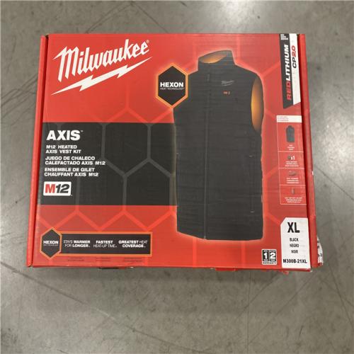 NEW! - Milwaukee Men's X-Large M12 12-Volt Lithium-Ion Cordless Axis Black Heated Vest Kit with (1) 2.0 Ah Battery and Charger