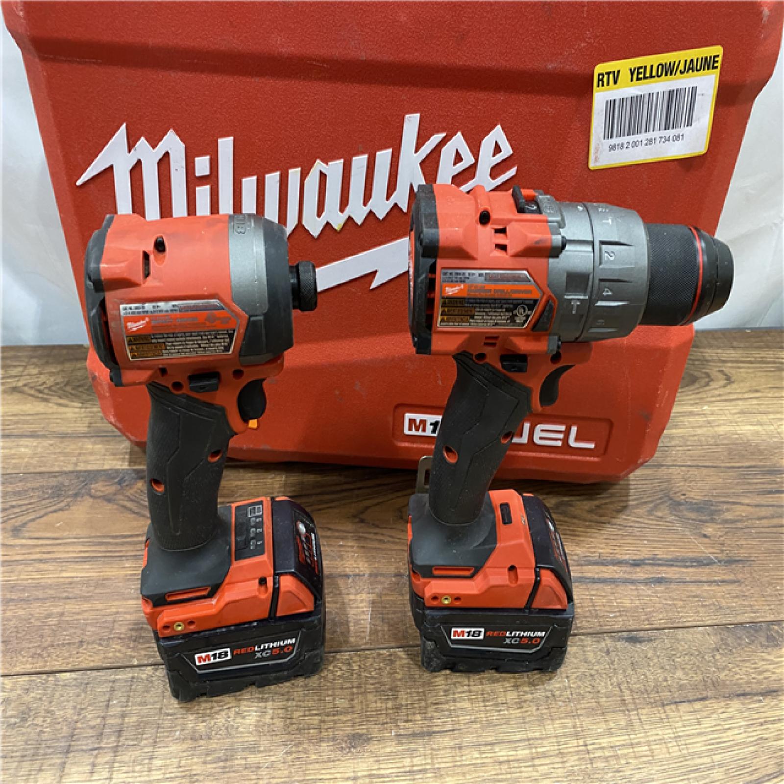 AS IS Milwaukee M18 FUEL 18V Lithium-Ion Brushless Cordless Hammer Drill and Impact Driver Combo Kit (2-Tool) with 2 Batteries