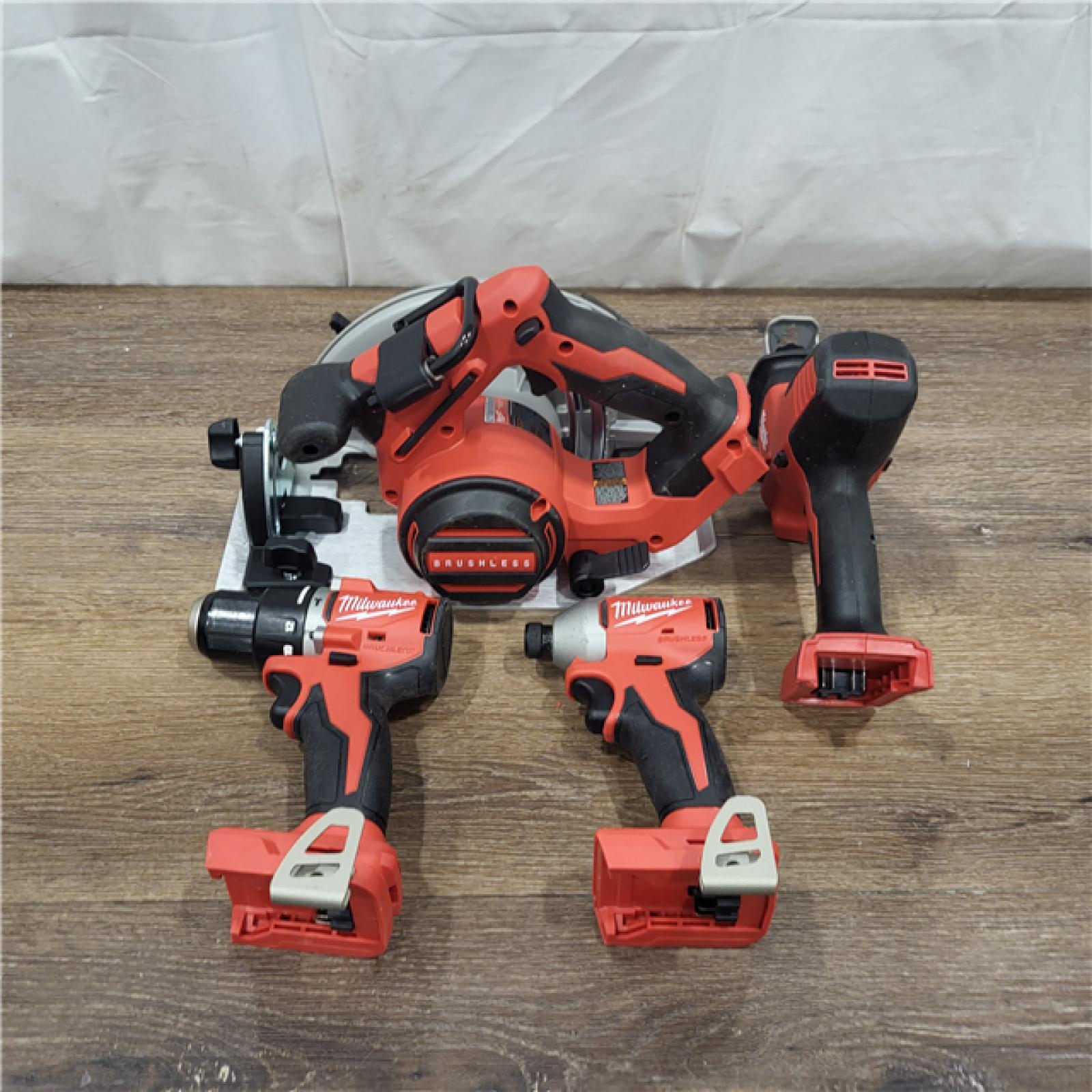 AS-IS M18 18-Volt Lithium-Ion Brushless Cordless Combo Kit (4-Tool) with 2-Batteries, 1-Charger and Tool Bag