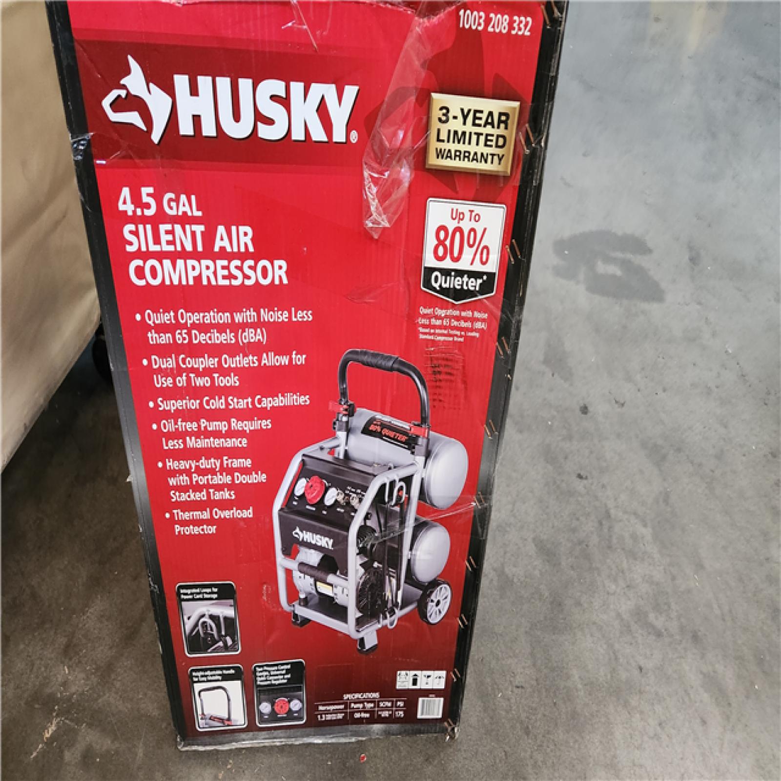 CALIFORNIA AS-IS HUSKY 4.5 GAL SILENT AIR COMPRESSOR