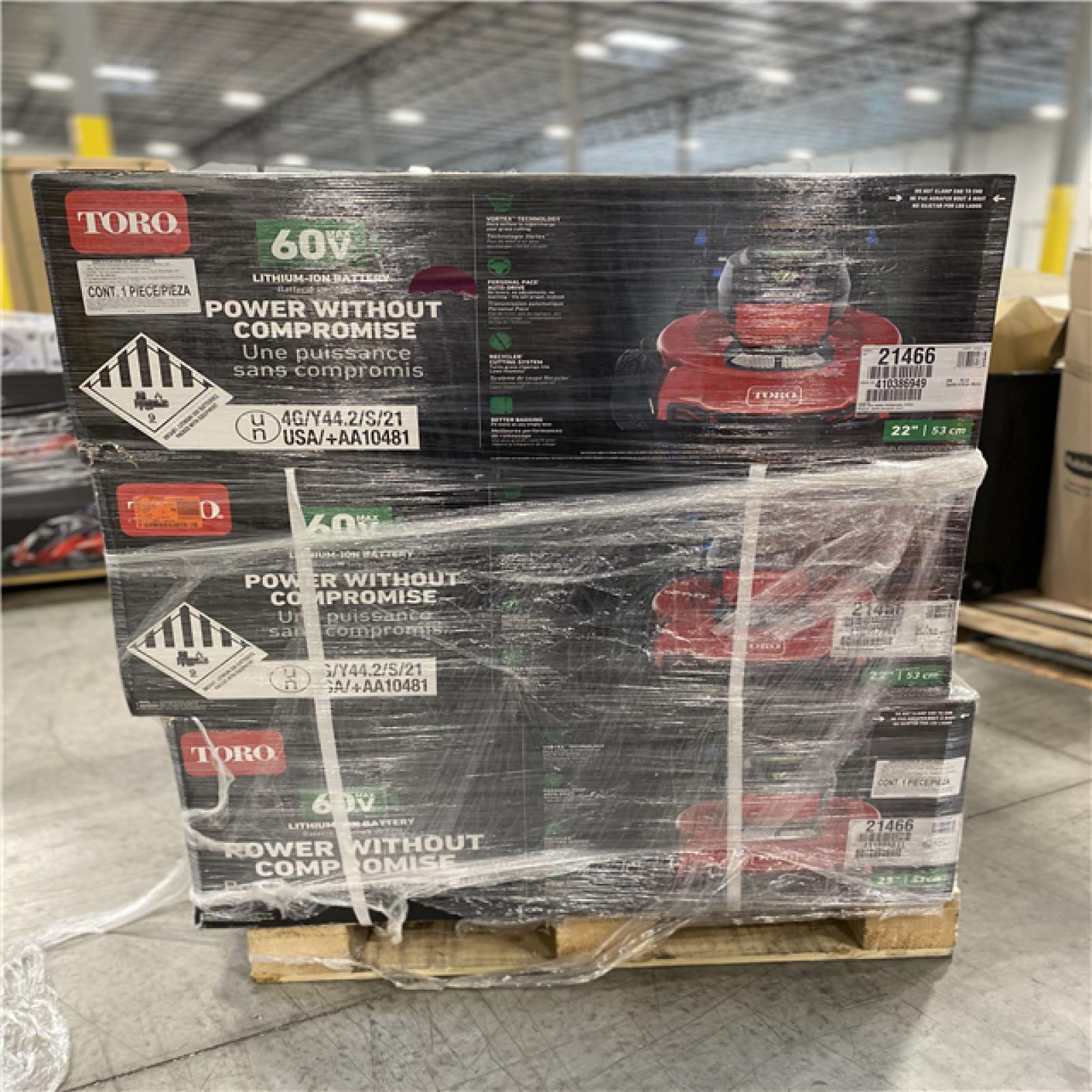 DALLAS LOCATION - TORO 60V Max* 22 in. (56cm) Recycler® w/Personal Pace® & SmartStow® Lawn Mower PALLET - (6 UNITS)