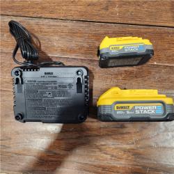 AS-IS DeWalt 20V MAX POWERSTACK DCBP315-2C Lithium-Ion 1.7Ah and 5Ah Battery and Charger Starter Kit 3 Pc