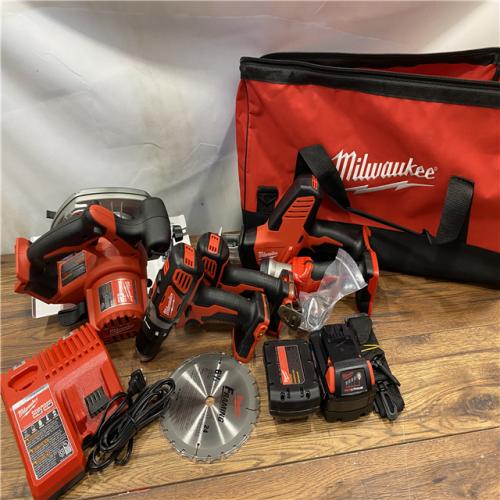 AS-IS M18 18-Volt Lithium-Ion Brushless Cordless FUEL Combo Kit (5-Tool) with 2-Batteries, 1-Charger, and Tool Bag