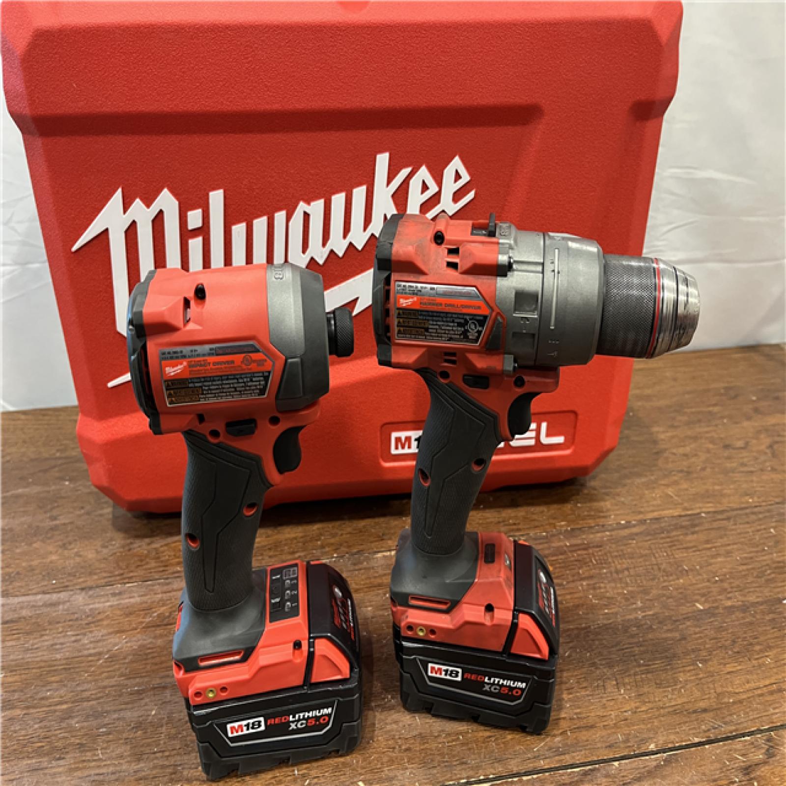 AS-ISMilwaukee M18 FUEL 18V Lithium-Ion Brushless Cordless Hammer Drill and Impact Driver Combo Kit (2-Tool) with 2 Batteries