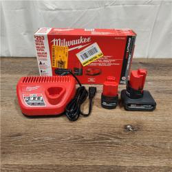 AS-IS Milwaukee M12 12-Volt Lithium-Ion High Output 5.0 Ah and 2.5 Ah Battery Packs and Charger Starter Kit (48-59-2452S)