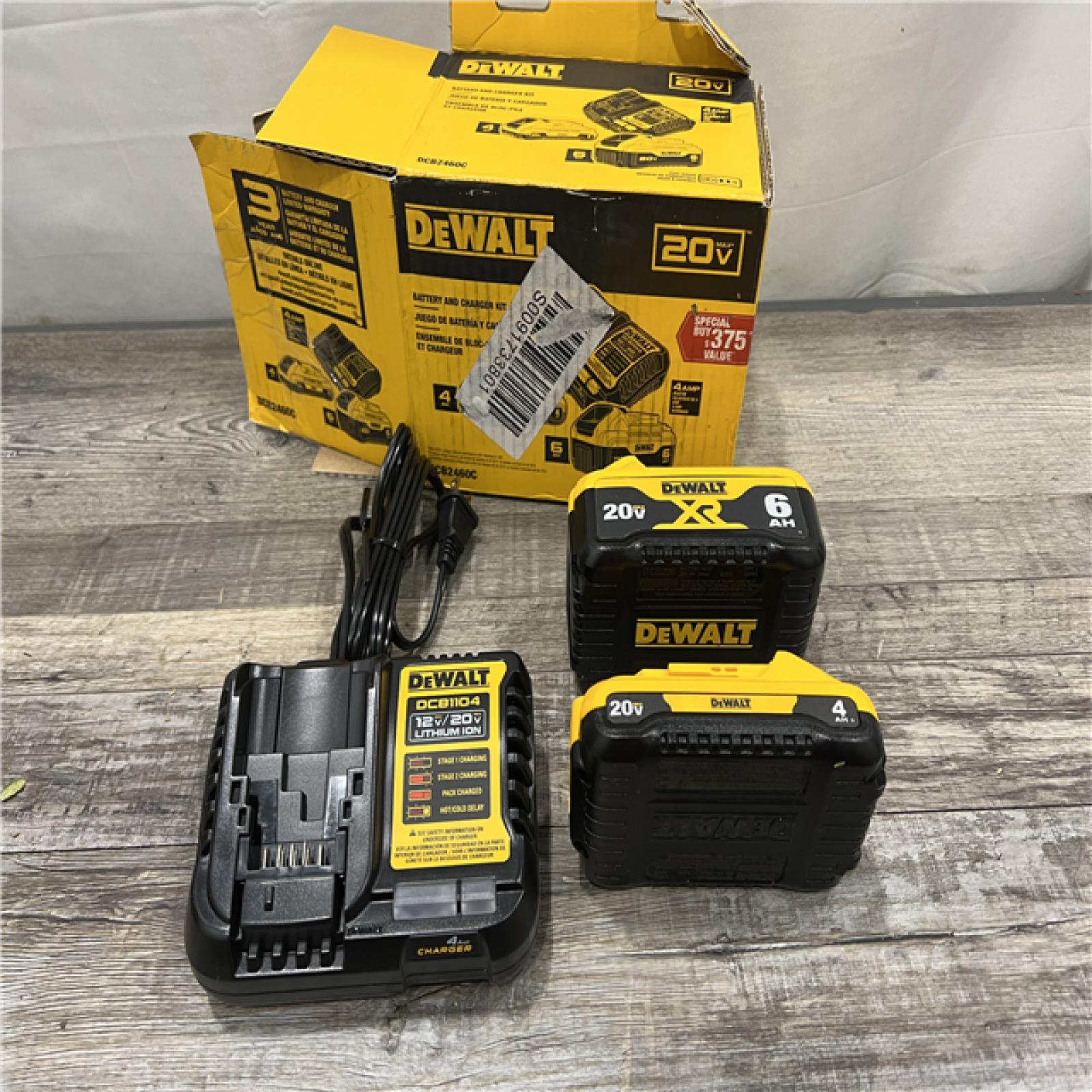 AS-IS DEWALT 20V MAX Lithium-Ion 6.0Ah and 4.0Ah Battery and Charger Starter Kit