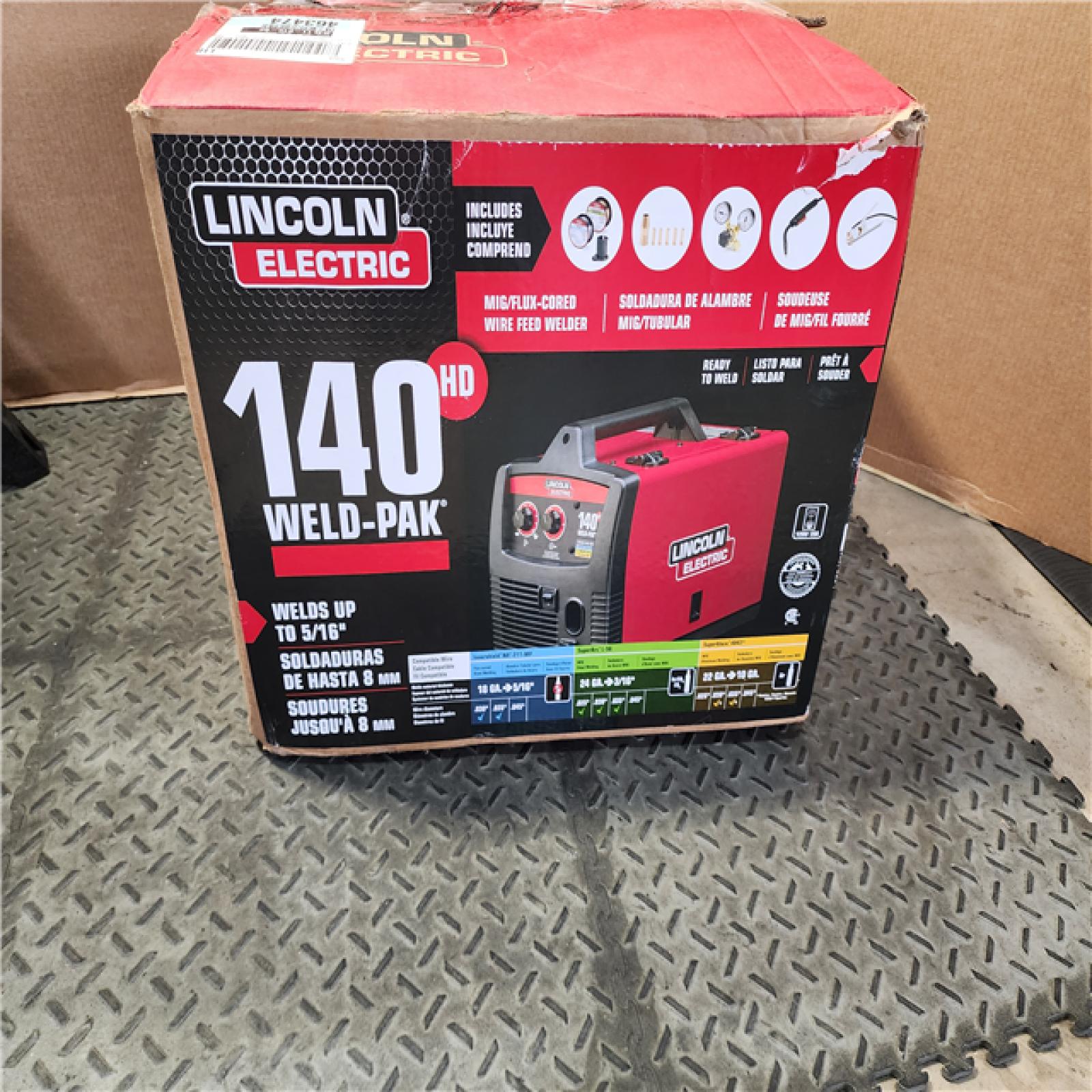 HOUSTON LOCATION - AS-IS Lincoln Electric Single Phase 140 Amp DC 115V Flux-Core & Stick MIG Welder - 90A/19V/20% Duty Cycle, 10.15 Long | Part #K2697-1