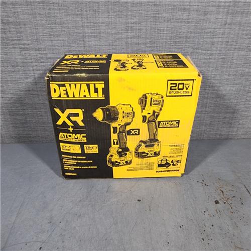 HOUSTON LOCATION - AS-IS DEWALT 20V MAX XR Hammer Drill and ATOMIC Impact Driver 2 Tool Cordless Combo Kit with (2) 4.0Ah Batteries, Charger, and Bag