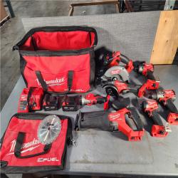 HOUSTON LOCATION - AS-IS MILWAUKEE 7 TOOL COMBO KIT W/ (2) 5.0 AH BATTERY, (2) CARRYING BAG & CHARGER