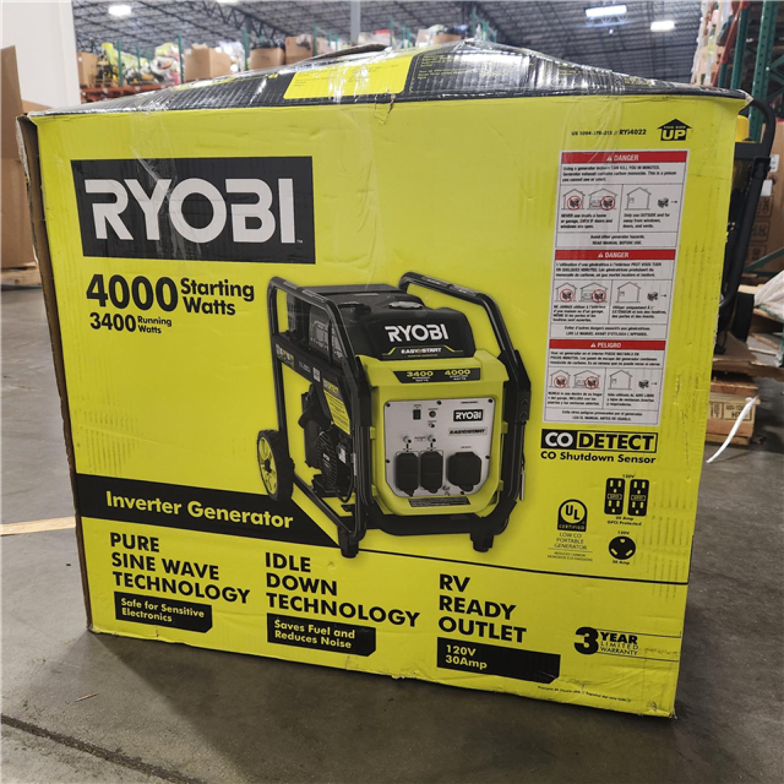 Dallas Location - As-Is RYOBI 4000-Watt Inverter Generator