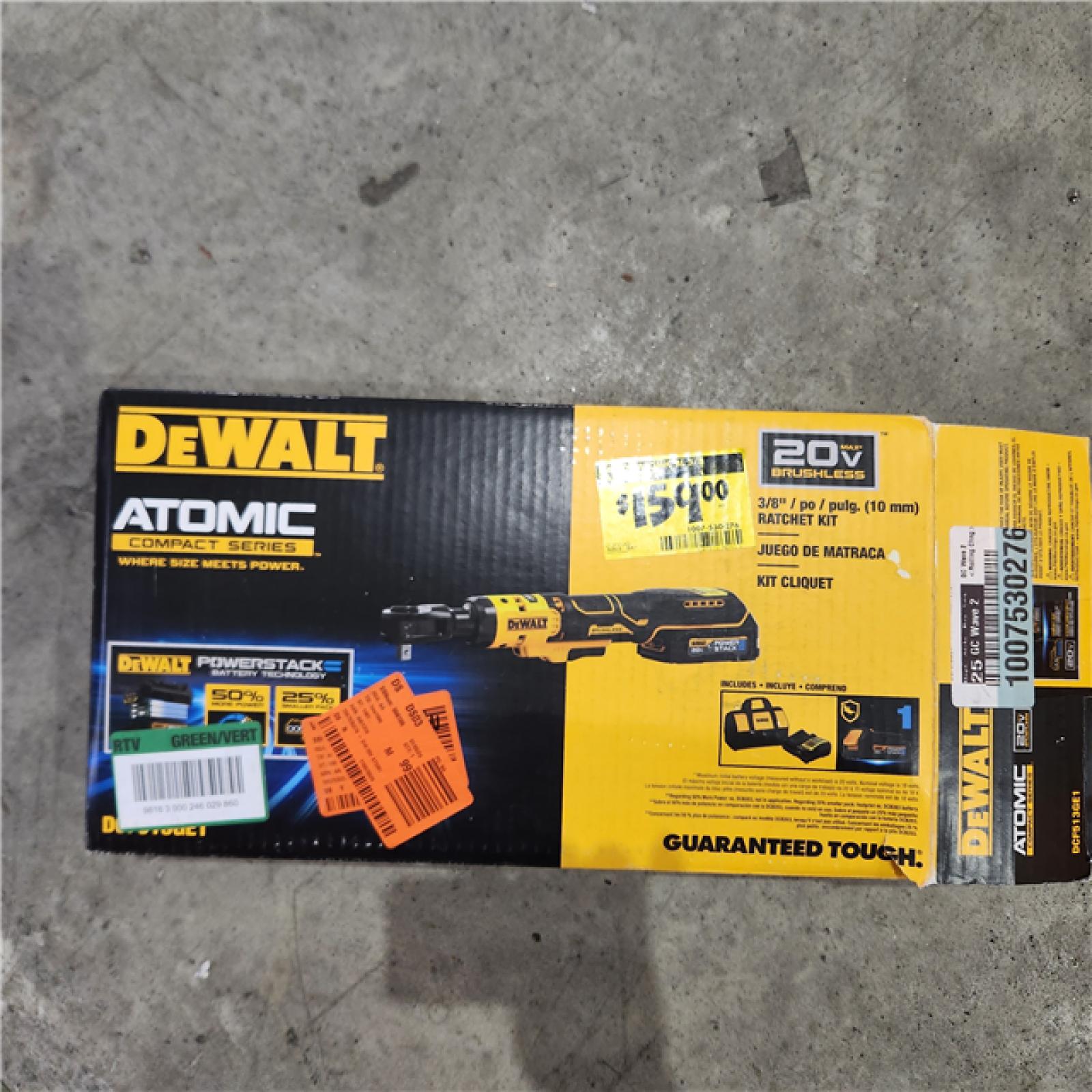 Houston Location AS-IS DEWALT 20-Volt Lithium-Ion Cordless 3/8 in. Ratchet Kit Appears IN GOOD Condition