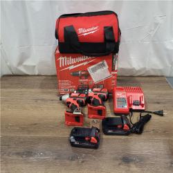 AS-IS Milwaukee M18 18V Cordless Brushed 2 Tool Drill/Driver and Impact Driver Kit